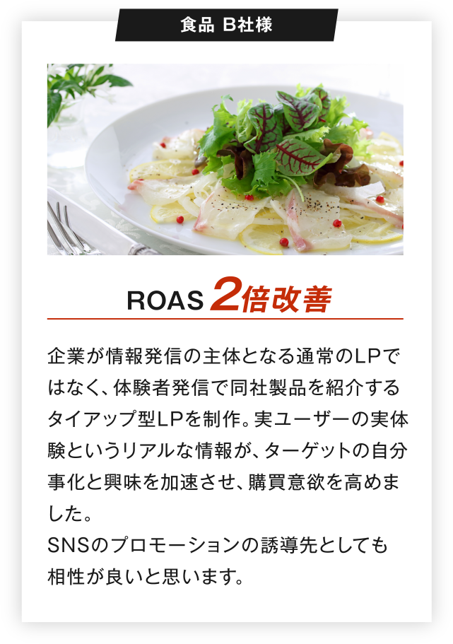 食品 B社様 ROAS2倍改善